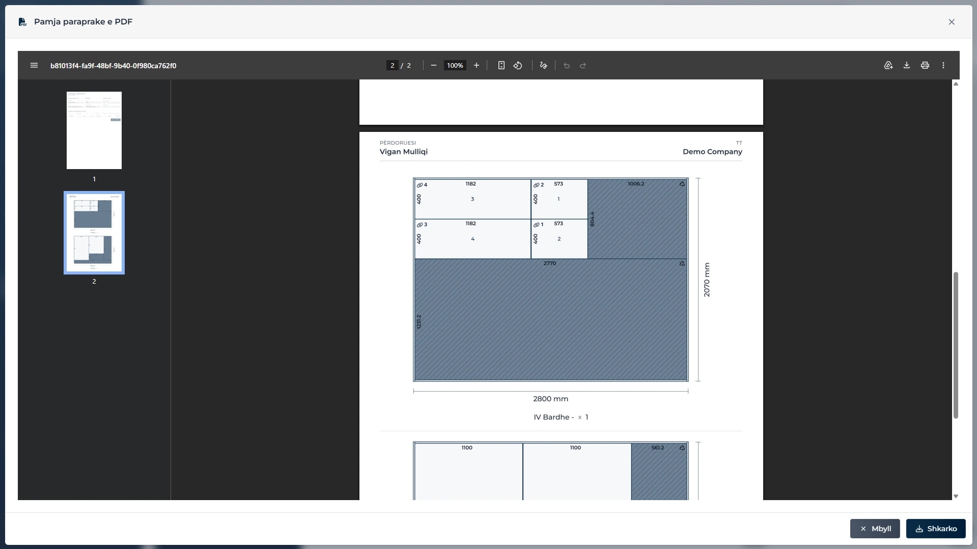 Export the offer as PDF